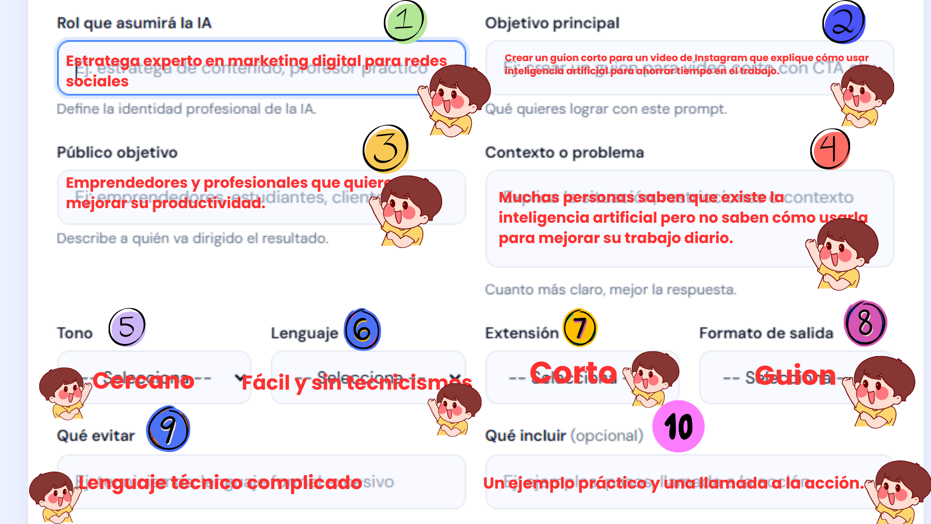 Guía visual para crear prompts en PromptLab